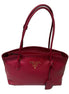 Prada Vitello Phenix Leather Rubino Red Top Handle Shoulder Bag available at Queen Bee of Beverly Hills