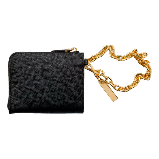 Prada Black Saffiano Leather Small Zip Wallet with Chain - available at Queen Bee of Beverly Hills. 