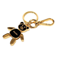 Prada Women's Black/Gold Teddy Bear Handbag Charm Keychain available at Queen Bee of Beverly Hills