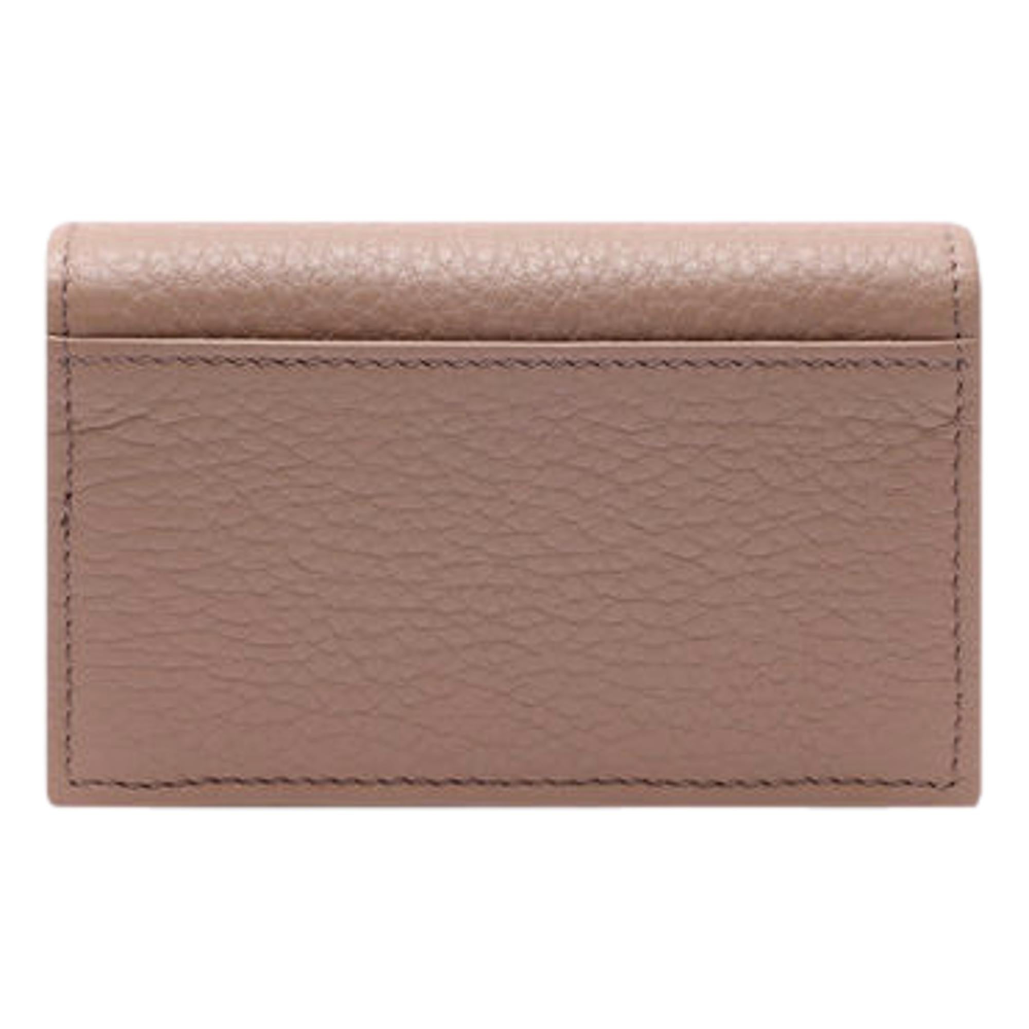 Prada Women's Vitello Grain Cammeo Beige Leather Card Case Wallet available at Queen Bee of Beverly Hills