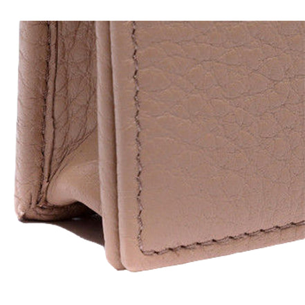 Prada Women's Vitello Grain Cammeo Beige Leather Card Case Wallet available at Queen Bee of Beverly Hills
