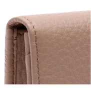 Prada Women's Vitello Grain Cammeo Beige Leather Card Case Wallet available at Queen Bee of Beverly Hills