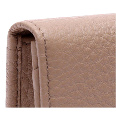 Prada Women's Vitello Grain Cammeo Beige Leather Card Case Wallet available at Queen Bee of Beverly Hills