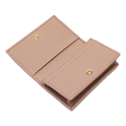 Prada Women's Vitello Grain Cammeo Beige Leather Card Case Wallet available at Queen Bee of Beverly Hills