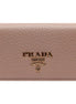 Prada Women's Vitello Grain Cammeo Beige Leather Card Case Wallet available at Queen Bee of Beverly Hills