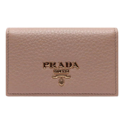 Prada Women's Vitello Grain Cipria Beige Leather Card Case Wallet 1MC122 at_Queen_Bee_of_Beverly_Hills