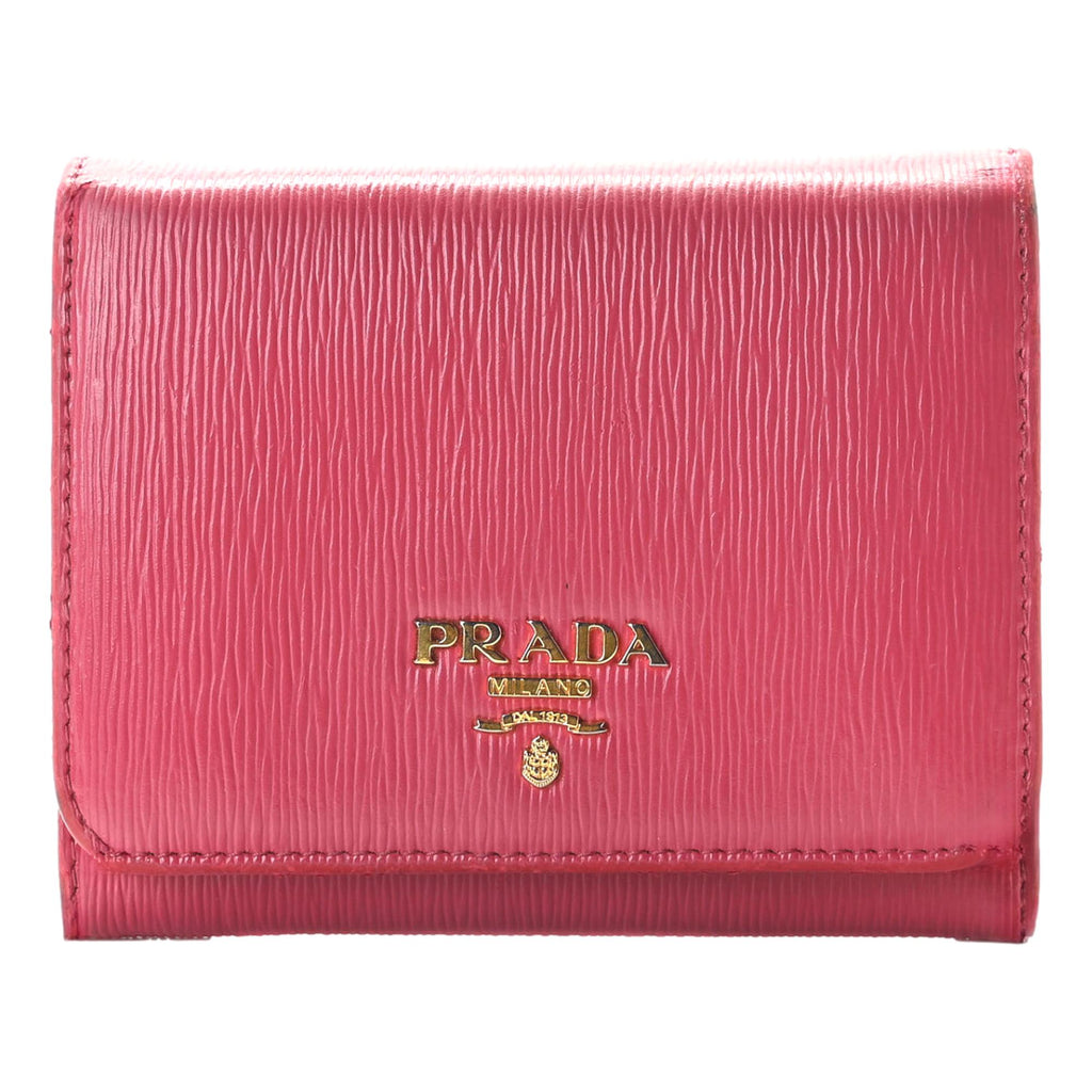 Prada Logo Plaque Coin Wallet in Black