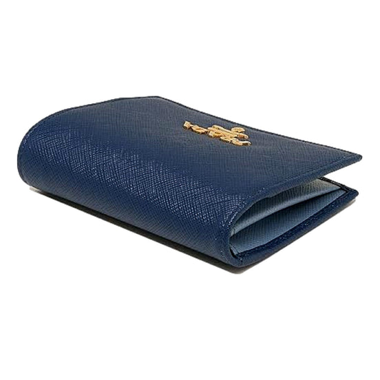 Prada Womens Saffiano Multi-Color Folding Wallet Bluette Blue and Astrale available at Queen Bee of Beverly Hills