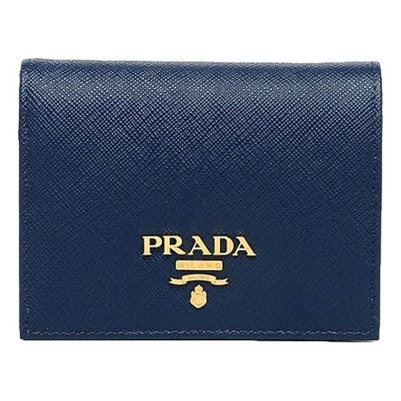 Prada Womens Saffiano Multi-Color Folding Wallet Bluette Blue and Astrale available at Queen Bee of Beverly Hills