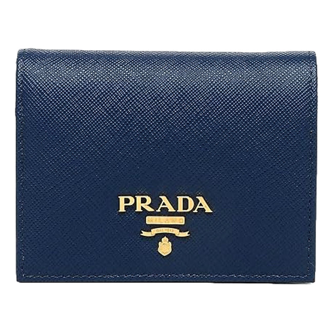 Prada Womens Saffiano Multi-Color Folding Wallet Bluette Blue and Astrale available at Queen Bee of Beverly Hills