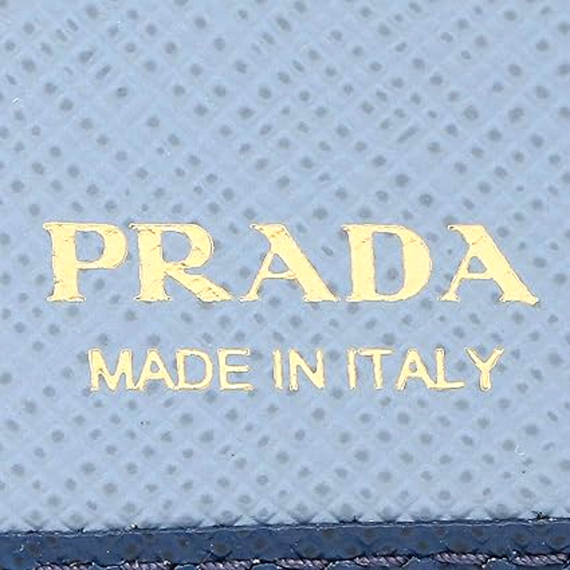 Prada Womens Saffiano Multi-Color Folding Wallet Bluette Blue and Astrale available at Queen Bee of Beverly Hills