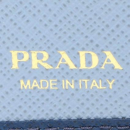 Prada Womens Saffiano Multi-Color Folding Wallet Bluette Blue and Astrale available at Queen Bee of Beverly Hills