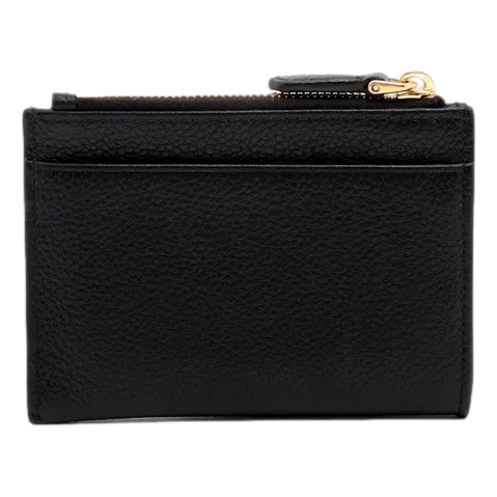 Prada Womens Vitello Grain Nero Black Leather Zip Top Card Wallet available at Queen Bee of Beverly Hills