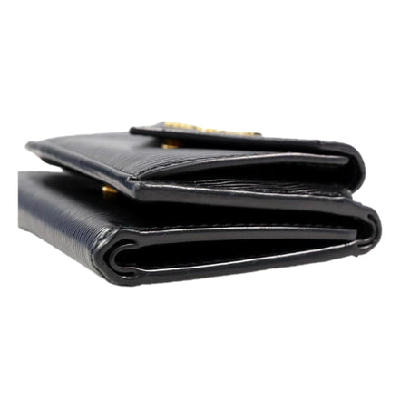 Prada Womens Vitello Move Black Leather Compact Envelope Trifold Wallet available at Queen Bee of Beverly Hills