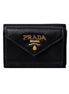 Prada Womens Vitello Move Black Leather Compact Envelope Trifold Wallet available at Queen Bee of Beverly Hills