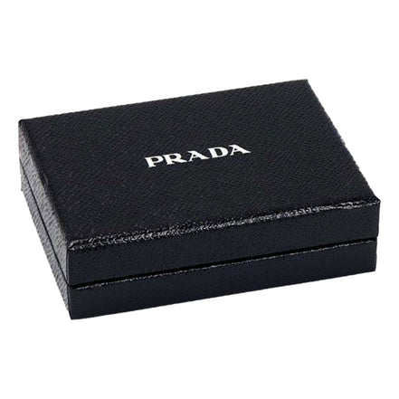 Prada Womens Zippy Coin Purse Wallet Saffiano Leather Bluette Blue Gold Logo available at Queen Bee of Beverly Hills