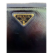 Prada Nero Black Saffiano Vernice Leather Zip Around Wallet - available at Queen Bee of Beverly Hills.