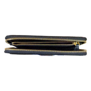 Prada Nero Black Saffiano Vernice Leather Zip Around Wallet - available at Queen Bee of Beverly Hills.