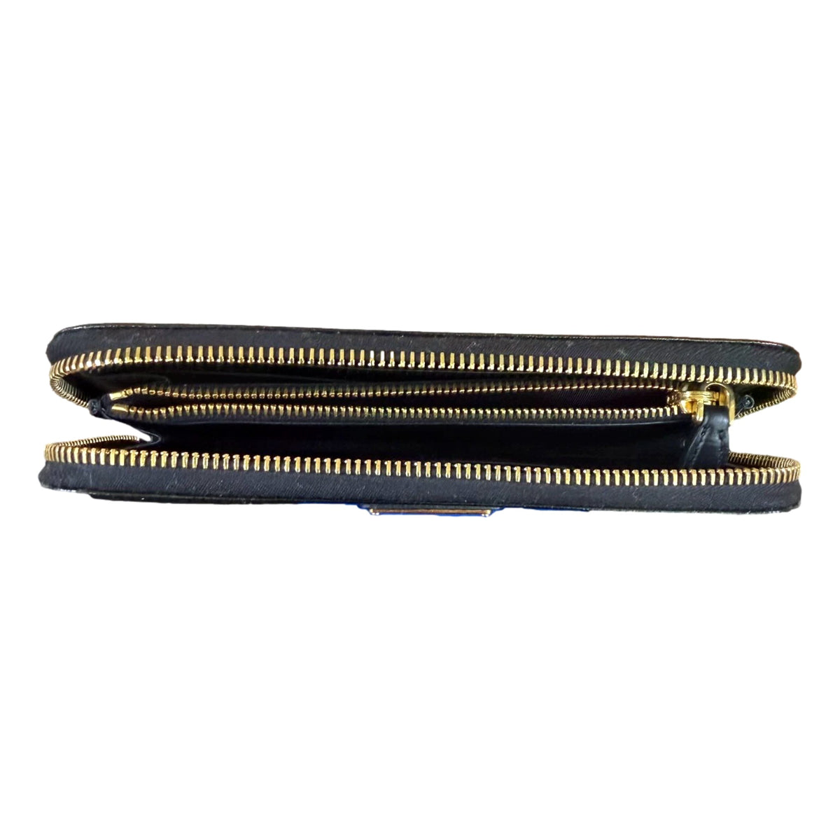 Prada Nero Black Saffiano Vernice Leather Zip Around Wallet - available at Queen Bee of Beverly Hills.