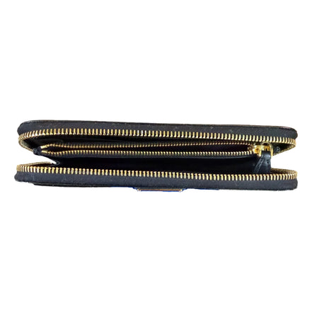 Prada Nero Black Saffiano Vernice Leather Zip Around Wallet - available at Queen Bee of Beverly Hills.