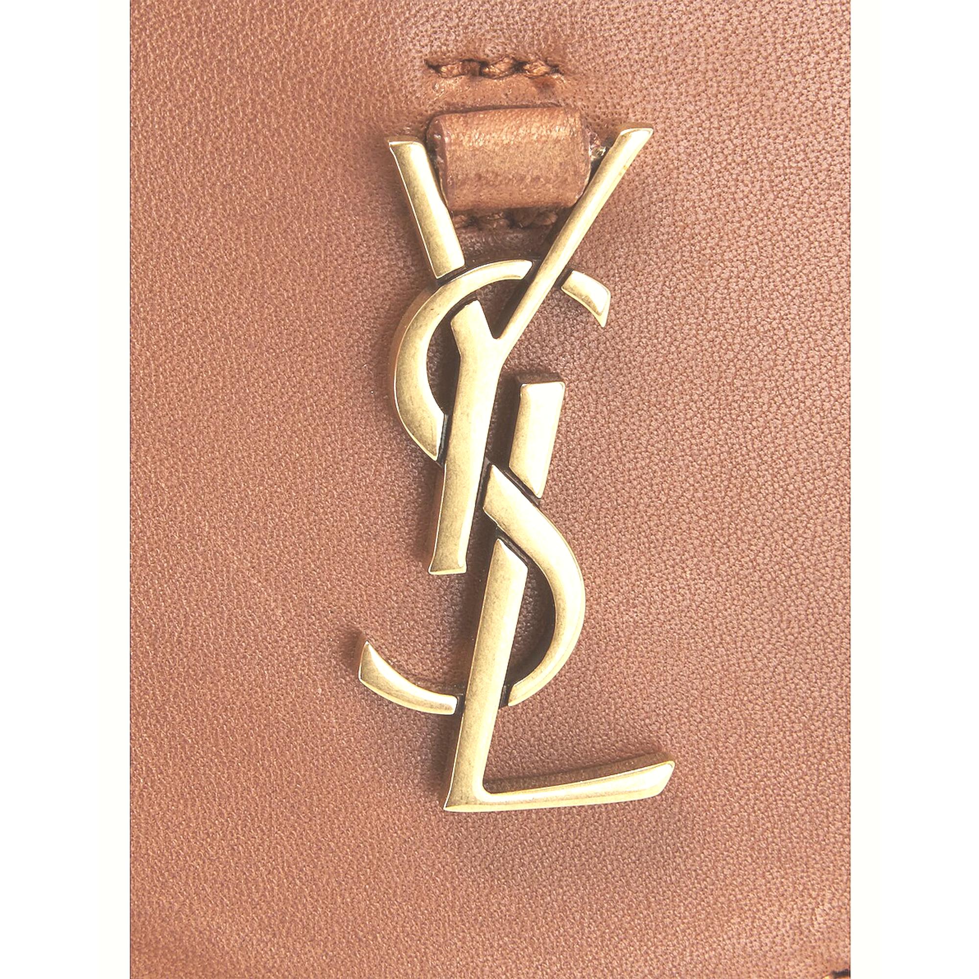 Saint Laurent Baby Kaia Satchel Brown Smooth Leather Micro Bag available at Queen Bee of Beverly Hills