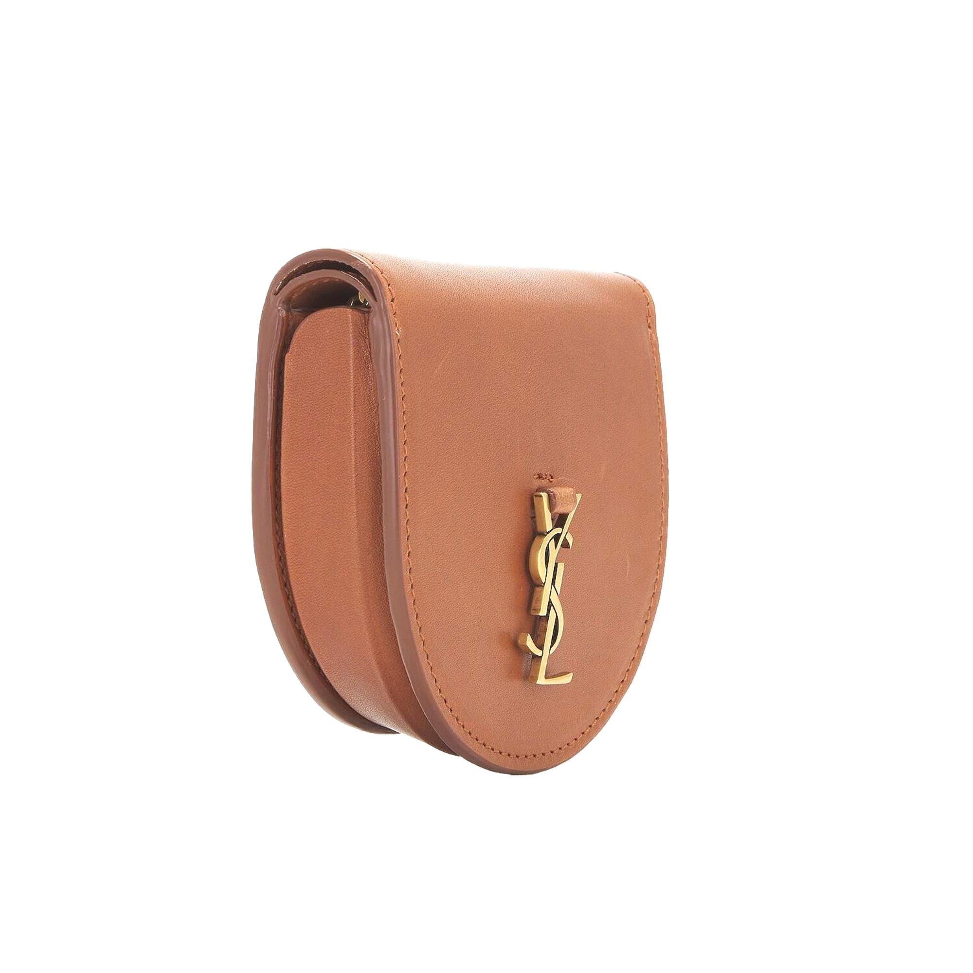 Saint Laurent Baby Kaia Satchel Brown Smooth Leather Micro Bag available at Queen Bee of Beverly Hills