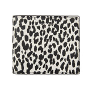 Saint Laurent BabyCat Leopard Print Black and White Leather Bifold Wallet available at Queen Bee of Beverly Hills