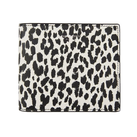 Saint Laurent BabyCat Leopard Print Black and White Leather Bifold Wallet available at Queen Bee of Beverly Hills