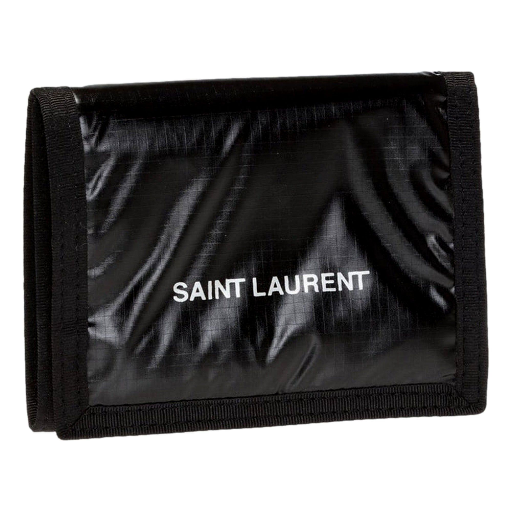 Saint Laurent Nuxx Ripstop Black Trifold Flap Wallet 588189