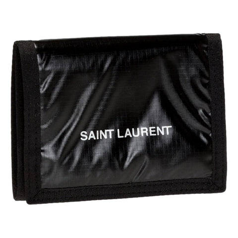 Saint Laurent Nuxx Ripstop Black Trifold Flap Wallet