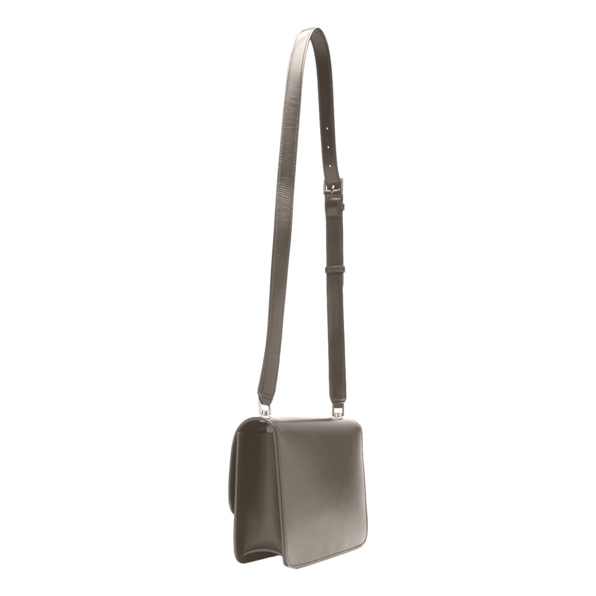 Saint Laurent Carre Taupe Ultra Soft Calf Leather Shoulder Bag 585060 at_Queen_Bee_of_Beverly_Hills