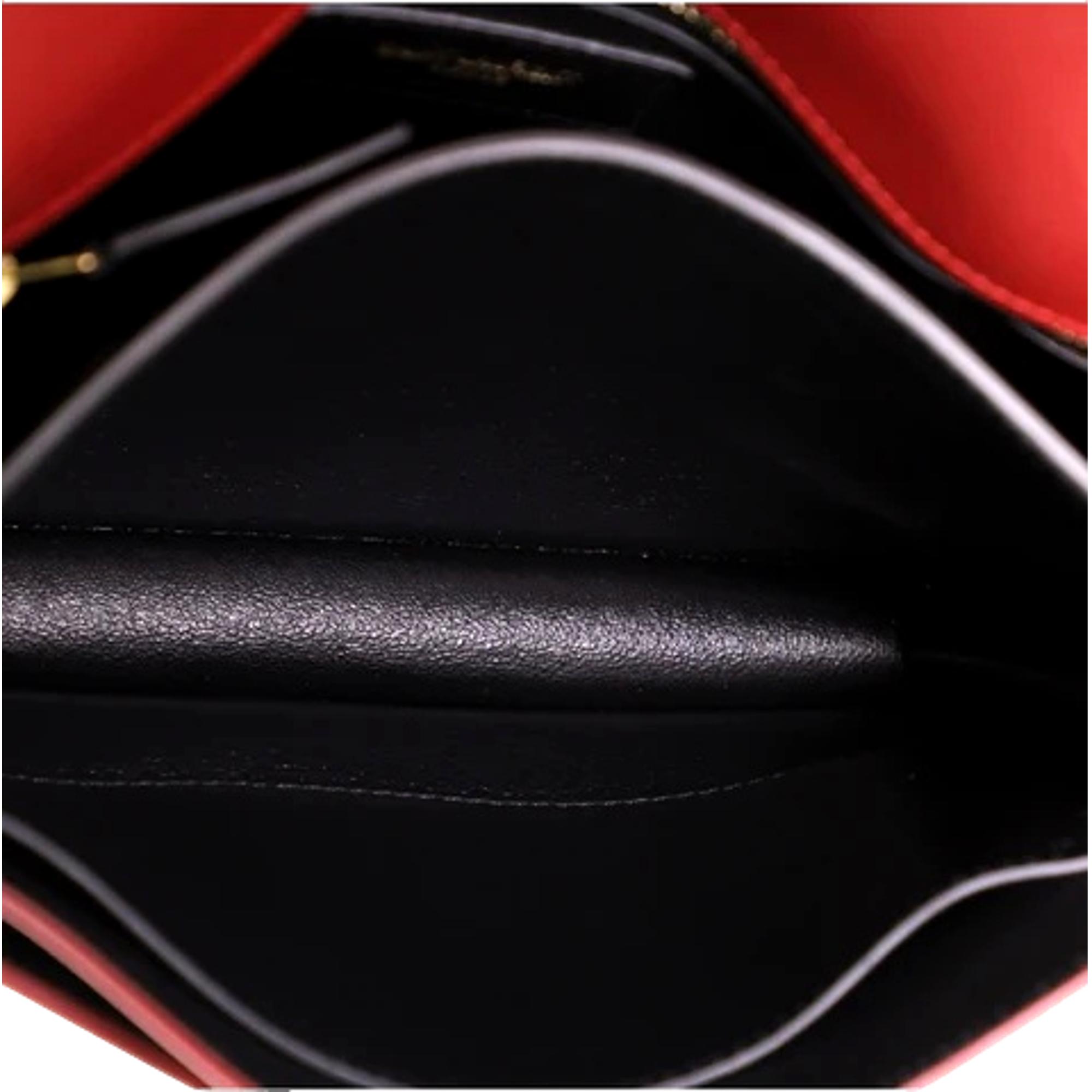 Saint Laurent Cassandra Red Leather Medium Shoulder Bag available at Queen Bee of Beverly Hills