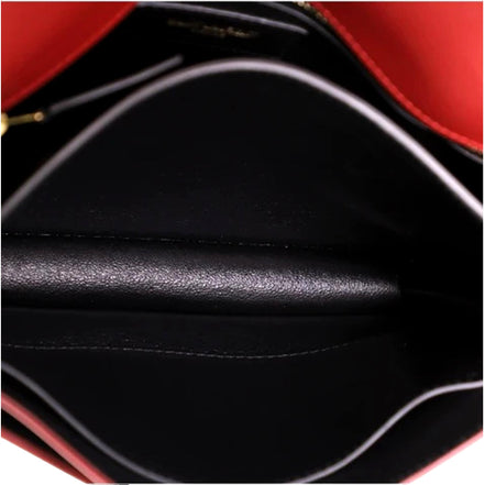 Saint Laurent Cassandra Red Leather Medium Shoulder Bag available at Queen Bee of Beverly Hills