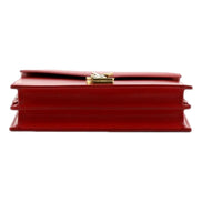 Saint Laurent Cassandra Red Leather Medium Shoulder Bag available at Queen Bee of Beverly Hills