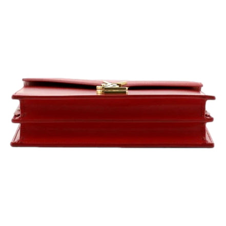 Saint Laurent Cassandra Red Leather Medium Shoulder Bag available at Queen Bee of Beverly Hills