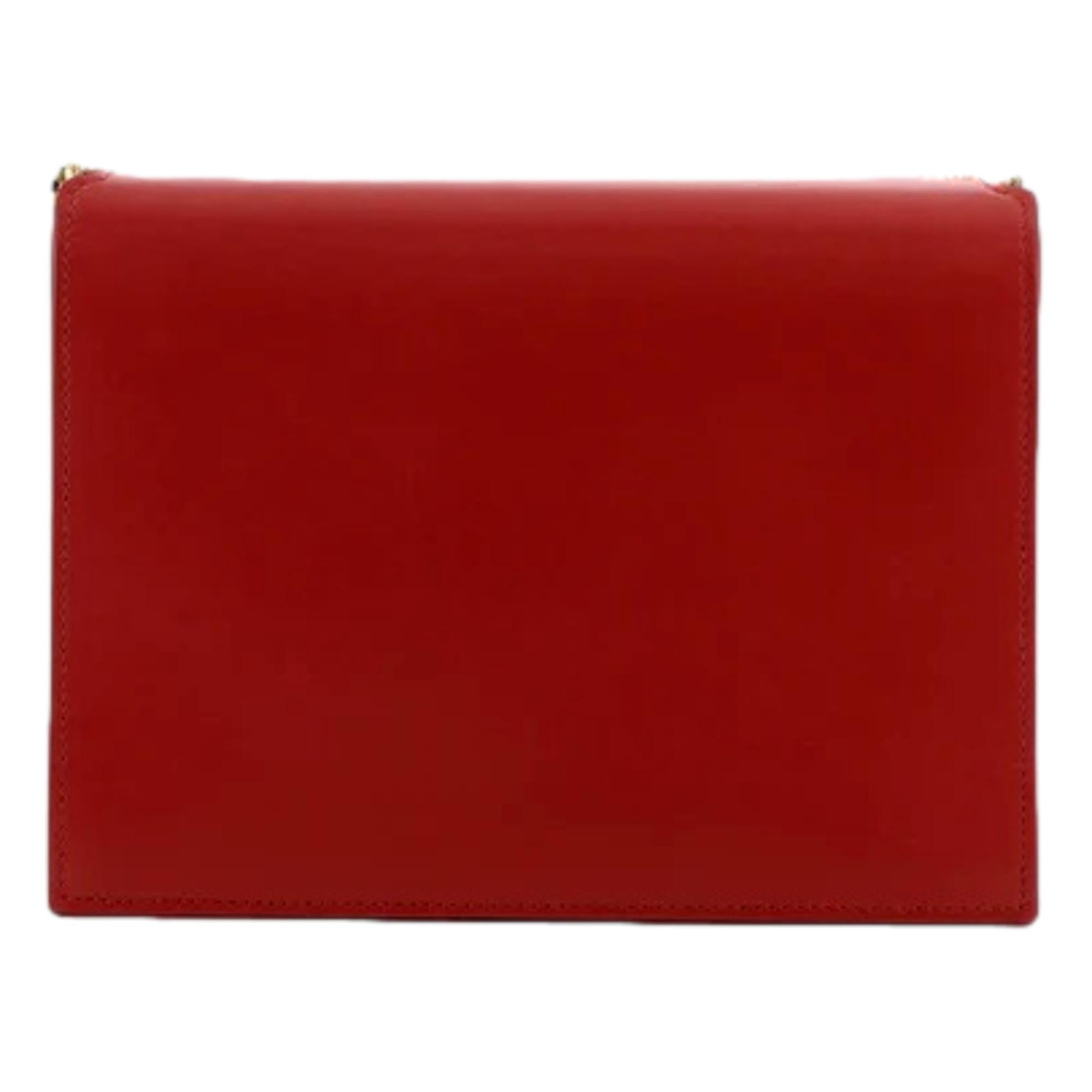 Saint Laurent Cassandra Red Leather Medium Shoulder Bag available at Queen Bee of Beverly Hills