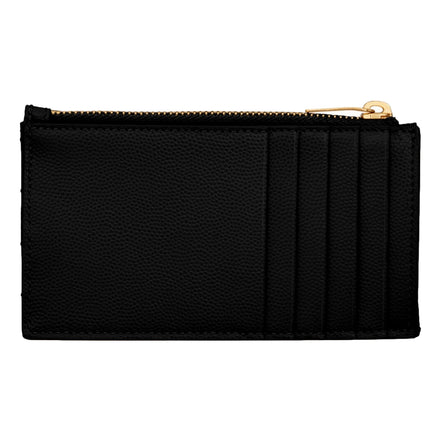 Saint Laurent Cassandre Matelasse Fragments Grain de Poudre Black Leather Zipper Card Holder