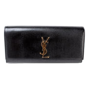 Saint Laurent Cassandre Classic Monogram Black Leather Clutch available at Queen Bee of Beverly Hills