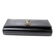 Saint Laurent Cassandre Classic Monogram Black Leather Clutch available at Queen Bee of Beverly Hills