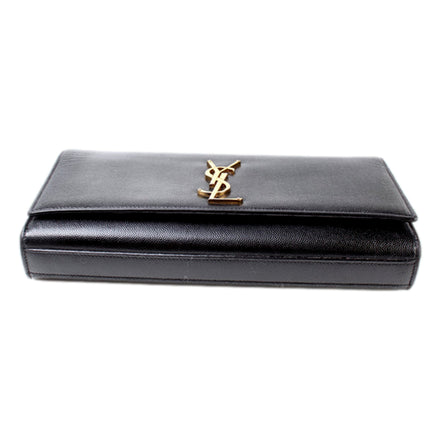 Saint Laurent Cassandre Classic Monogram Black Leather Clutch available at Queen Bee of Beverly Hills