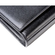 Saint Laurent Cassandre Classic Monogram Black Leather Clutch available at Queen Bee of Beverly Hills