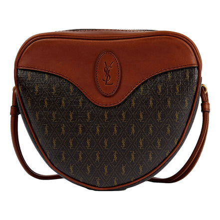 Saint Laurent Coeur Monogram Brown Canvas Leather Small Crossbody Bag