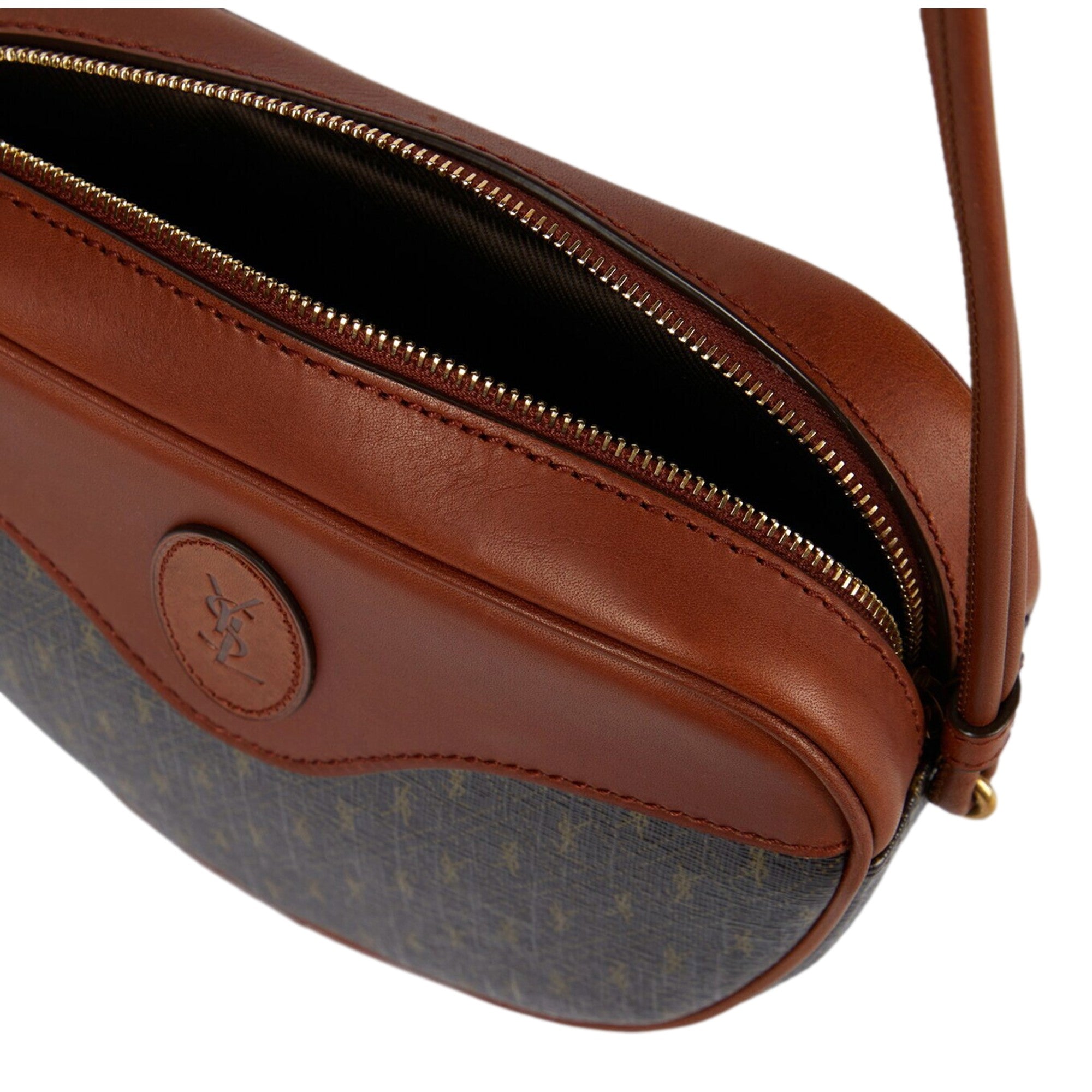 Saint Laurent Coeur Monogram Brown Canvas Leather Small Crossbody Bag