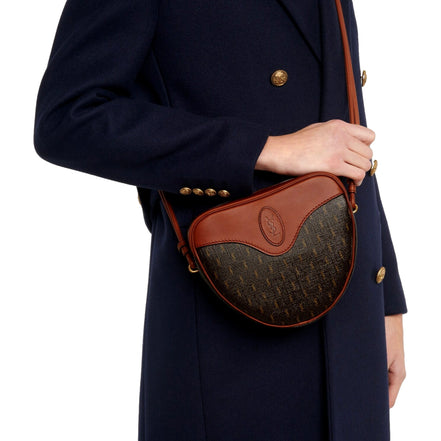 Saint Laurent Coeur Monogram Brown Canvas Leather Small Crossbody Bag