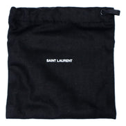 Saint Laurent Black Leather Thin Wrap Bracelet with Gold-Tone Engraved Clasp
