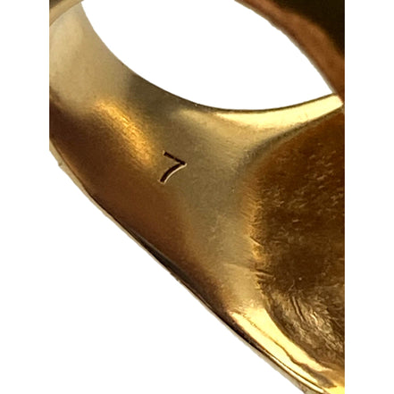 Saint Laurent Edge Egg Rhinestone Gold Dome Ring Size 7 YSL Statement Cocktail Jewelry