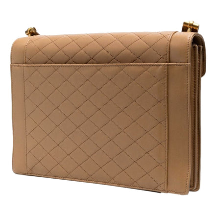 Saint Laurent Gabby Monogram Quilted Lambskin Leather Light Brown Shoulder Bag available at Queen Bee of Beverly Hills