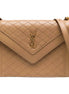 Saint Laurent Gabby Monogram Quilted Lambskin Leather Light Brown Shoulder Bag available at Queen Bee of Beverly Hills