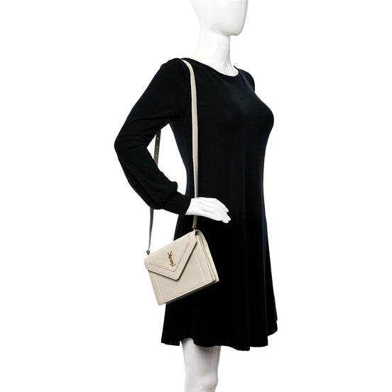 Saint Laurent Gabby Quilted Ivory Crema Lambskin Shoulder Bag available at Queen Bee of Beverly Hills