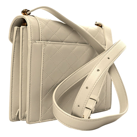 Saint Laurent Gabby Quilted Ivory Crema Lambskin Shoulder Bag available at Queen Bee of Beverly Hills